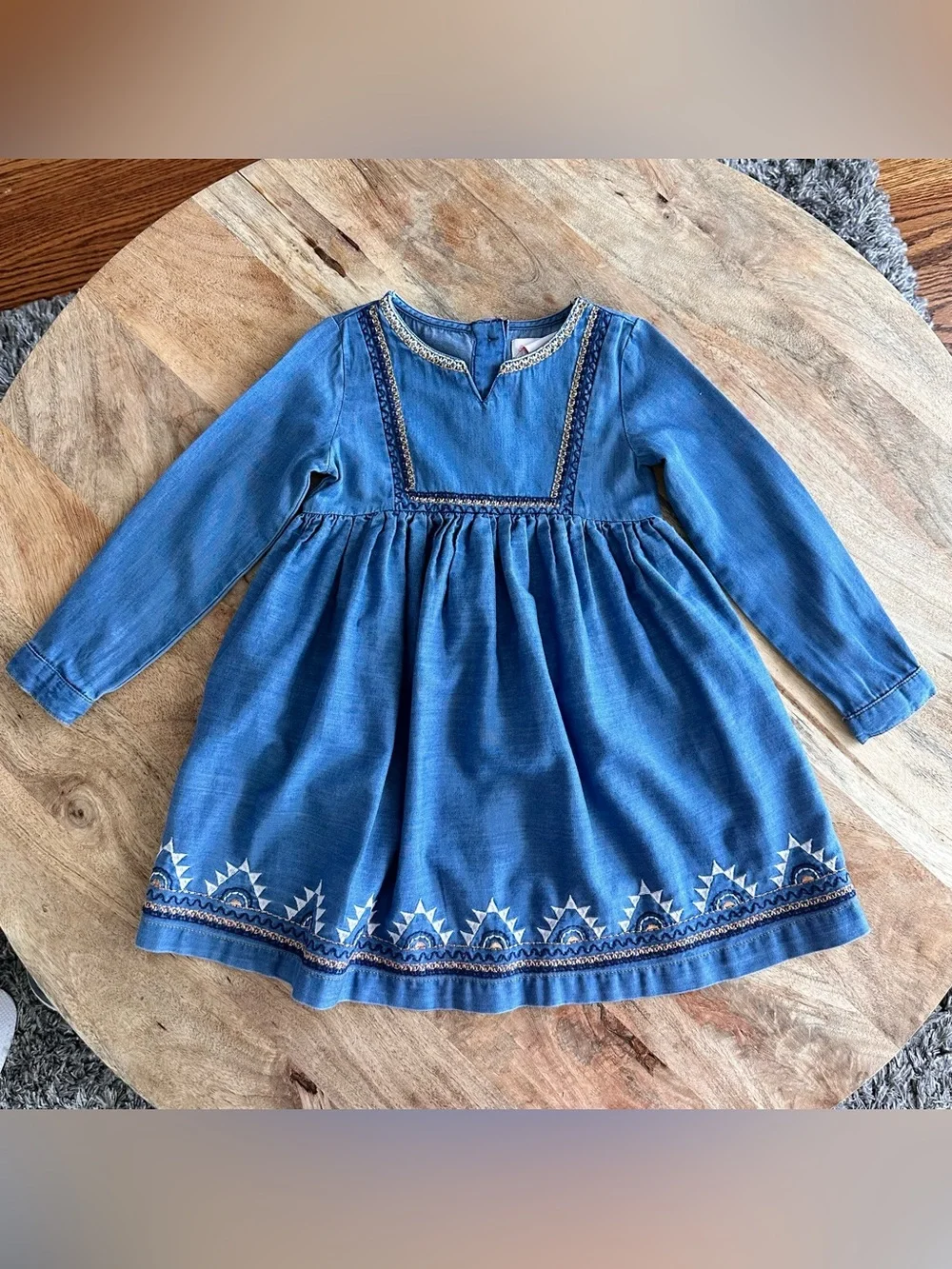 Tommy Bahama Blue Long-Sleeve Embroidered Girls Dress